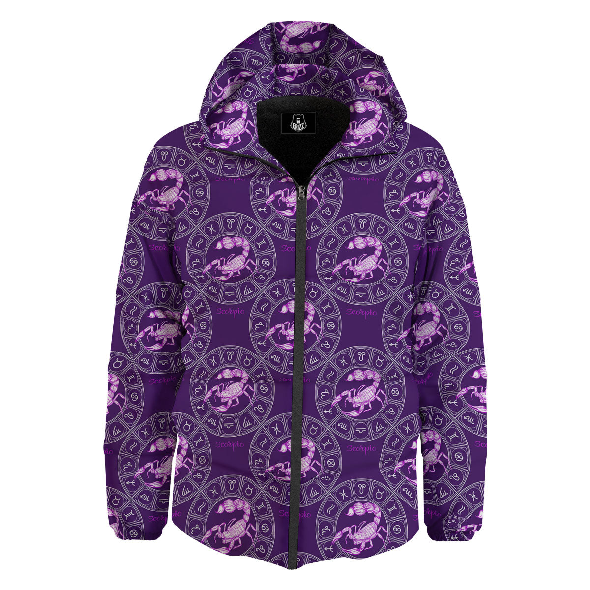 Zodiac Scorpio Purple Print Pattern Down Jacket-grizzshop