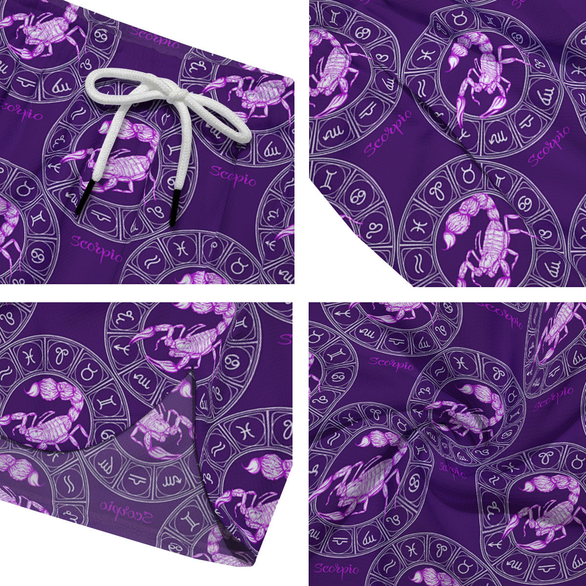 Zodiac Scorpio Purple Print Pattern Men's Running Shorts-grizzshop