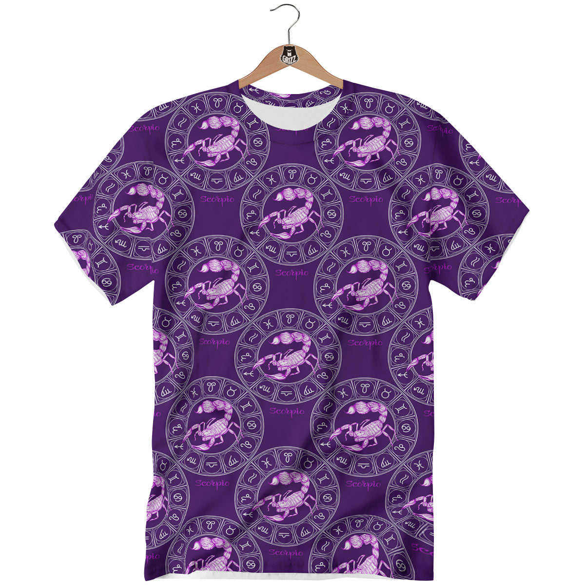 Zodiac Scorpio Purple Print Pattern T-Shirt-grizzshop
