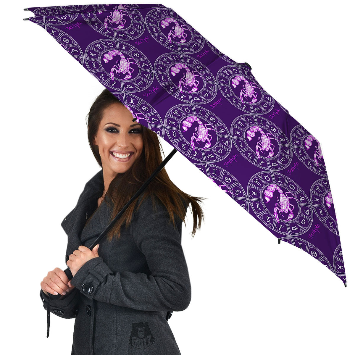 Zodiac Scorpio Purple Print Pattern Umbrella-grizzshop