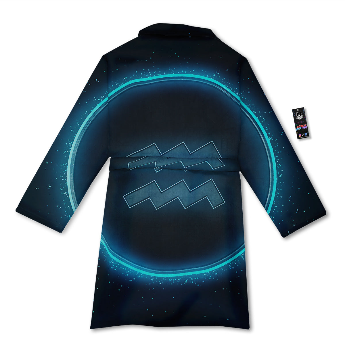 Zodiac Sign Blue Aquarius Print Bathrobe-grizzshop