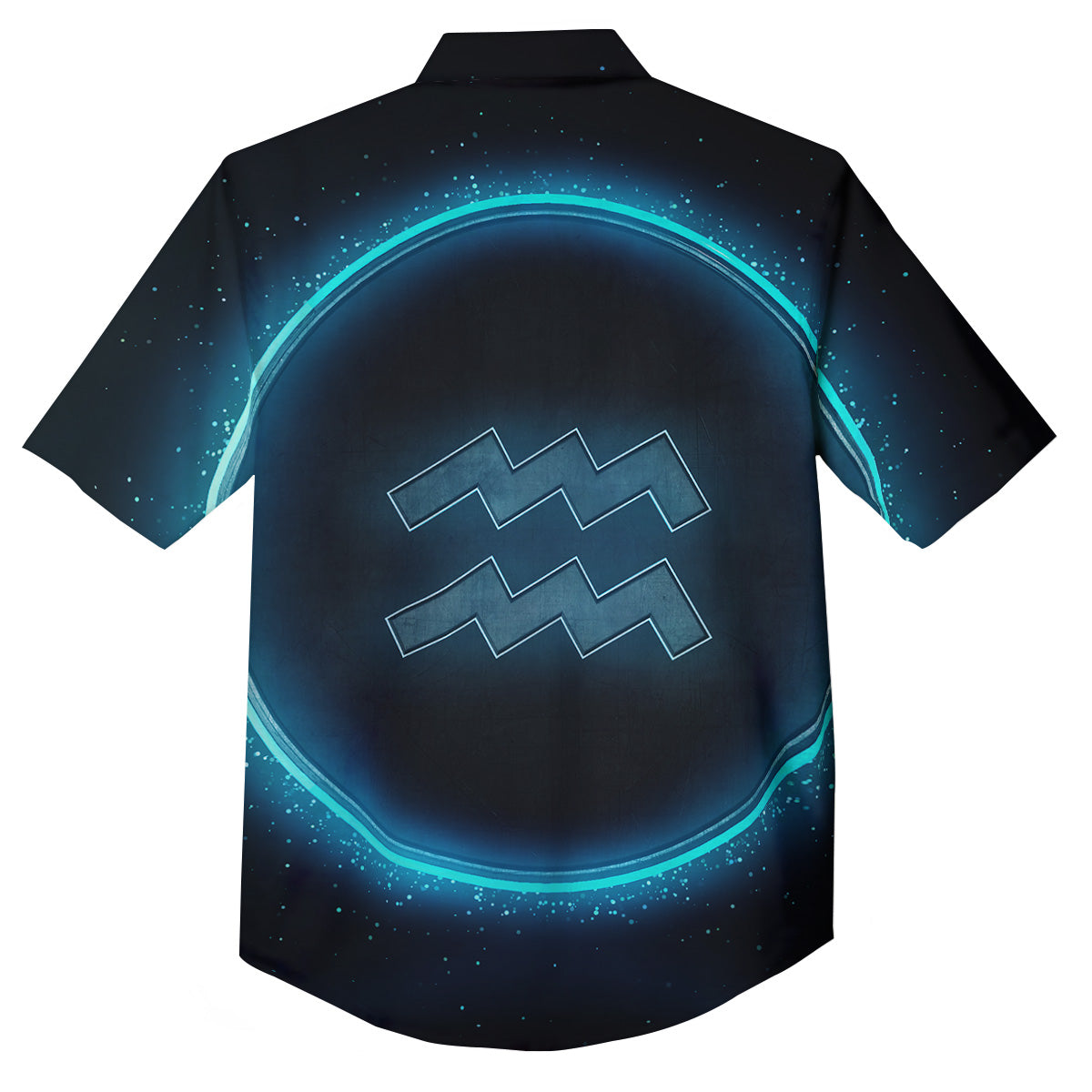 Zodiac Sign Blue Aquarius Print Button Up Shirt-grizzshop