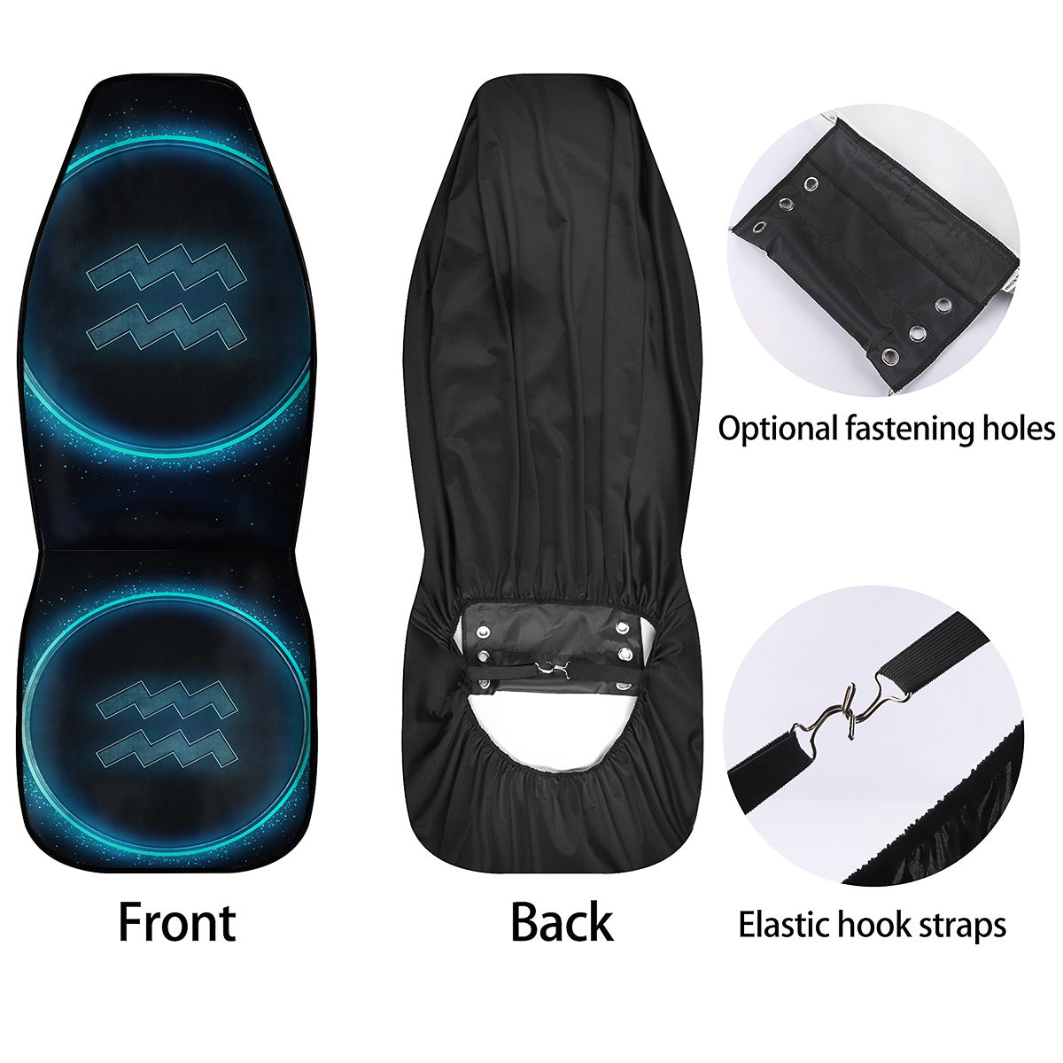 Zodiac Sign Blue Aquarius Print Car Seat Covers-grizzshop