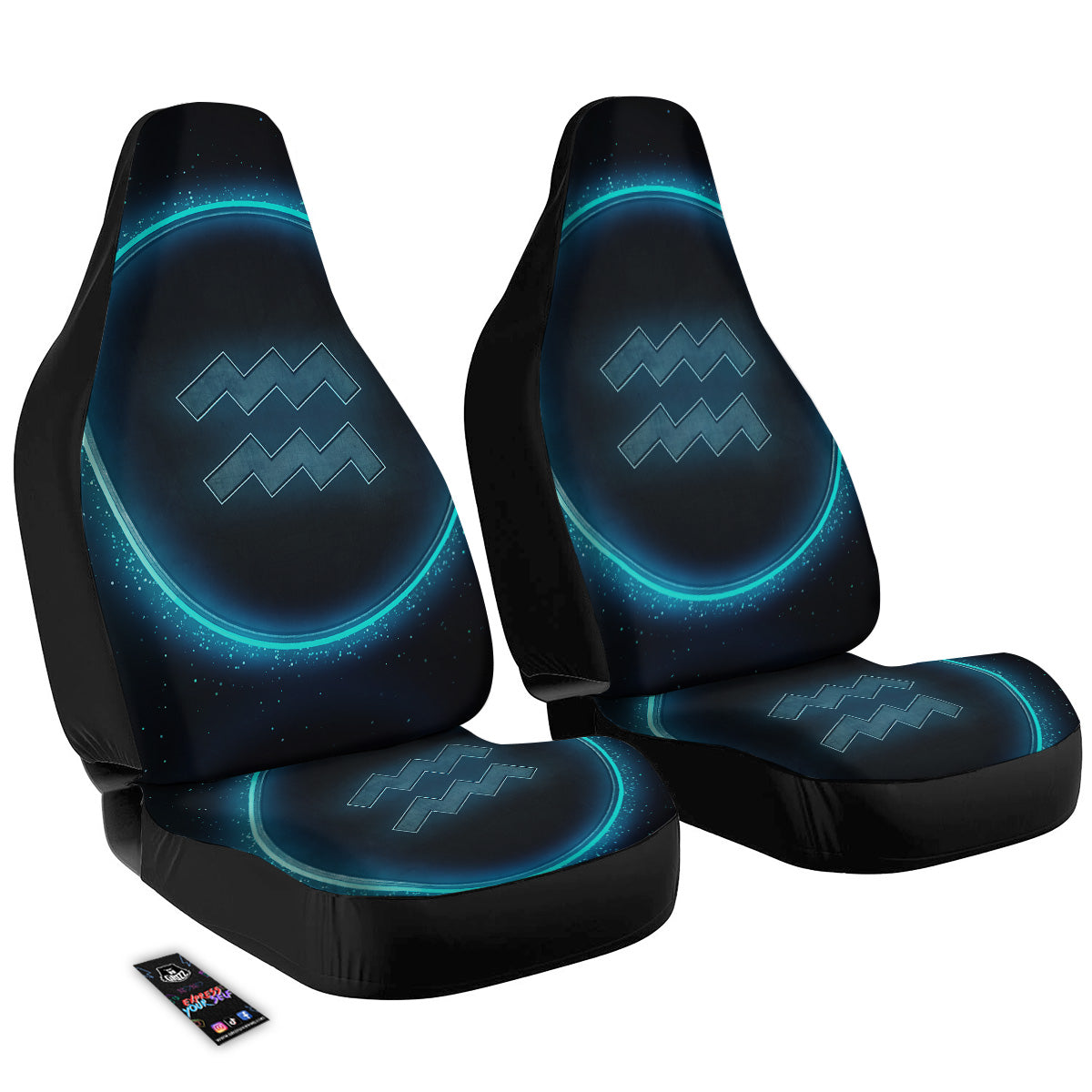 Zodiac Sign Blue Aquarius Print Car Seat Covers-grizzshop