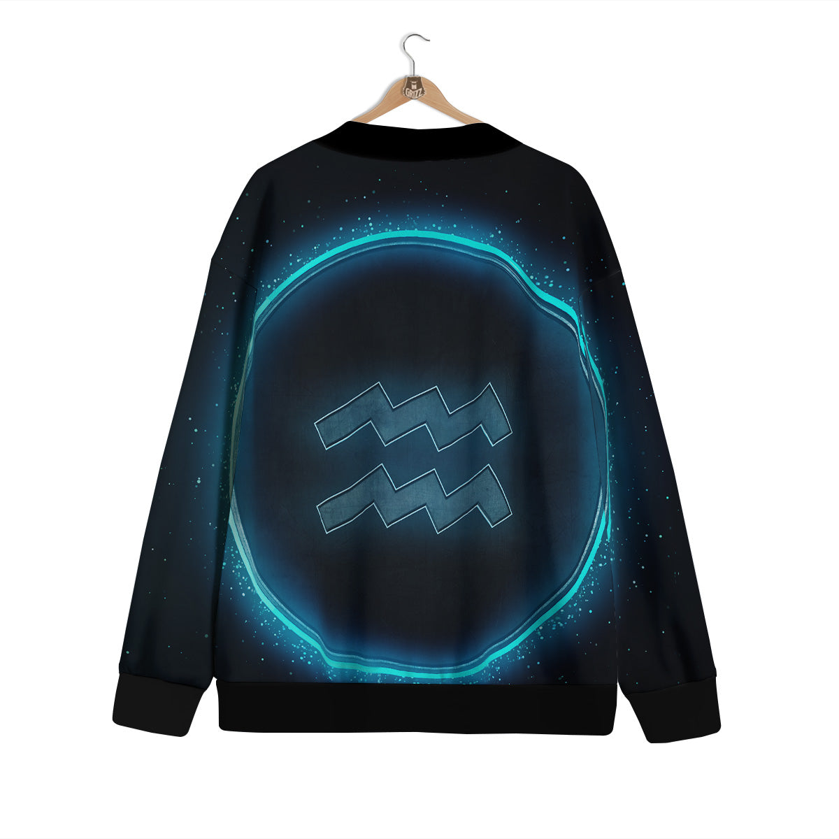 Zodiac Sign Blue Aquarius Print Cardigan-grizzshop
