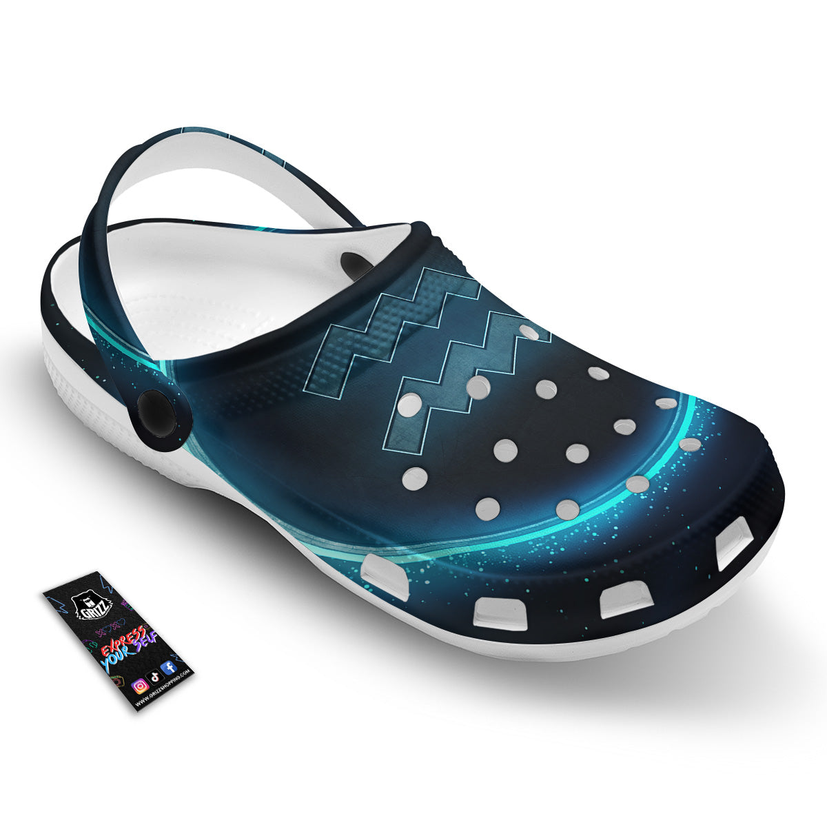 Zodiac Sign Blue Aquarius Print Clog-grizzshop