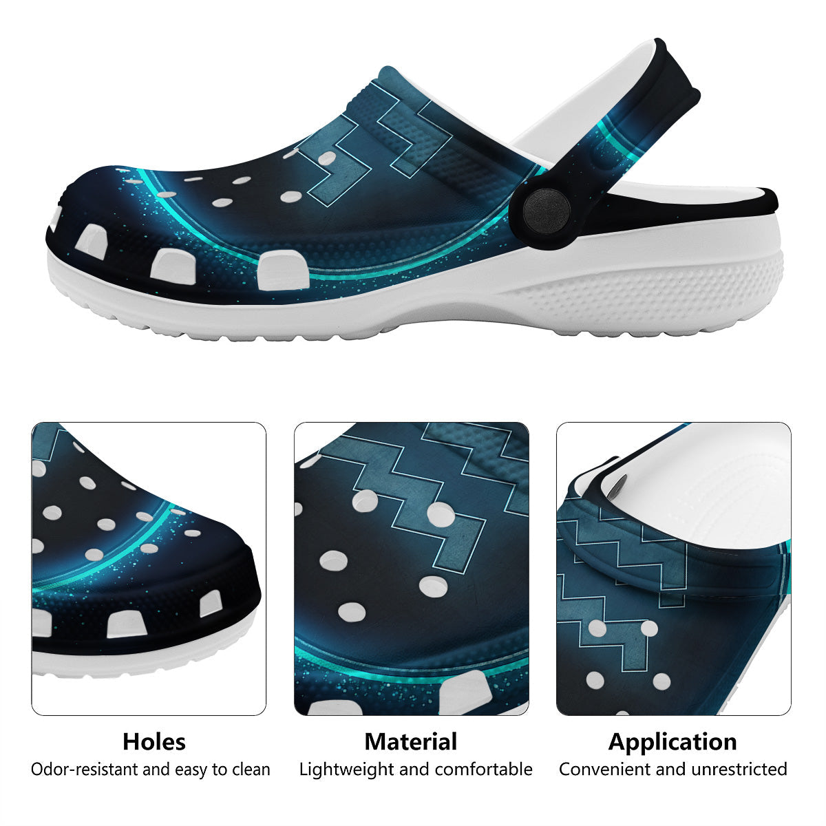 Zodiac Sign Blue Aquarius Print Clog-grizzshop