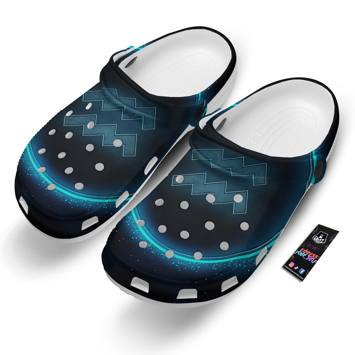 Zodiac Sign Blue Aquarius Print Clog-grizzshop