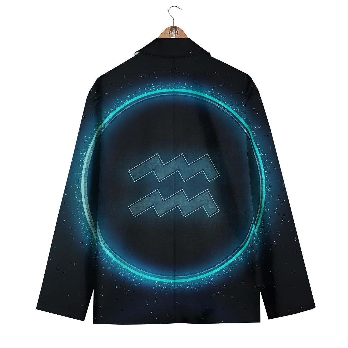 Zodiac Sign Blue Aquarius Print Men's Blazer-grizzshop