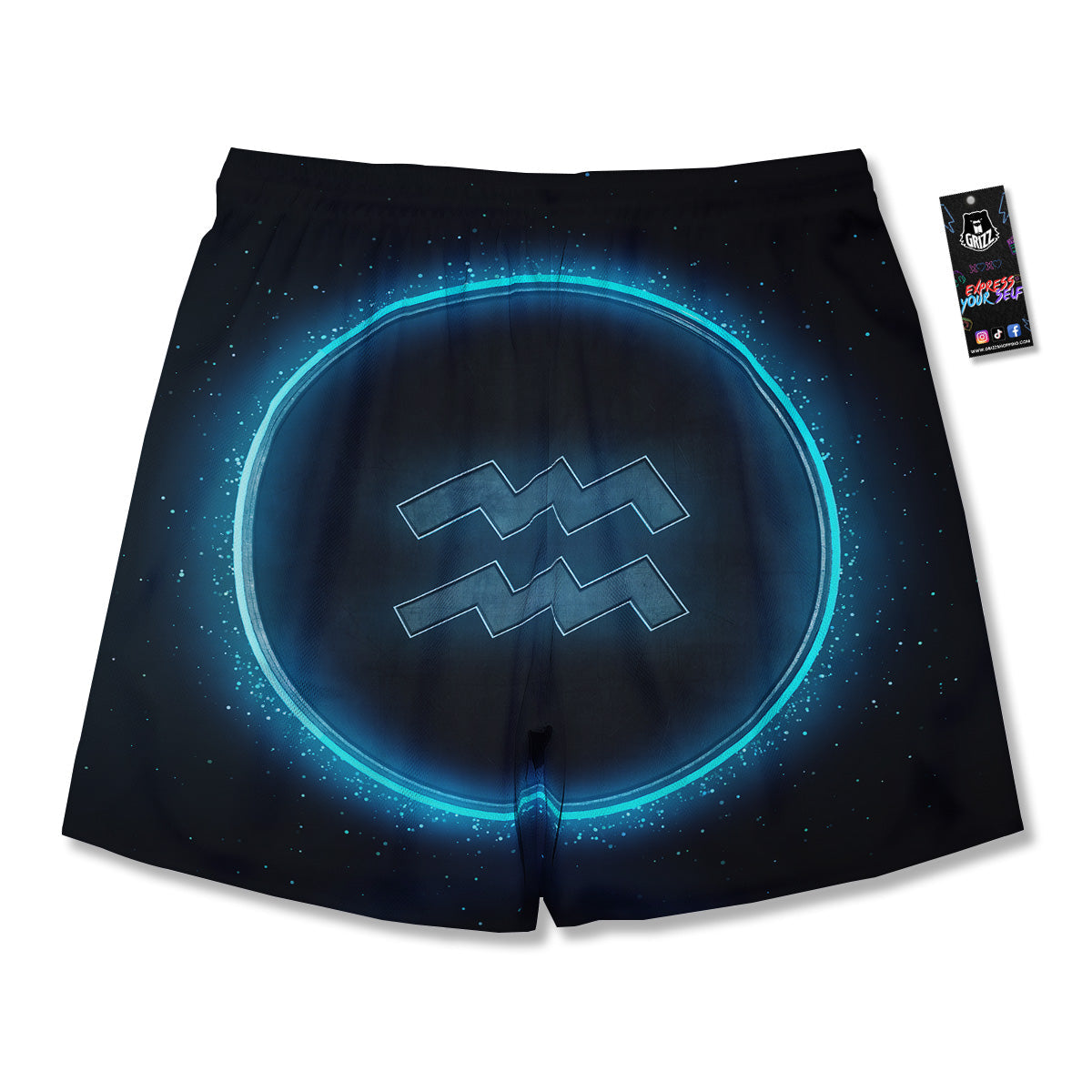 Zodiac Sign Blue Aquarius Print Men's Running Shorts-grizzshop