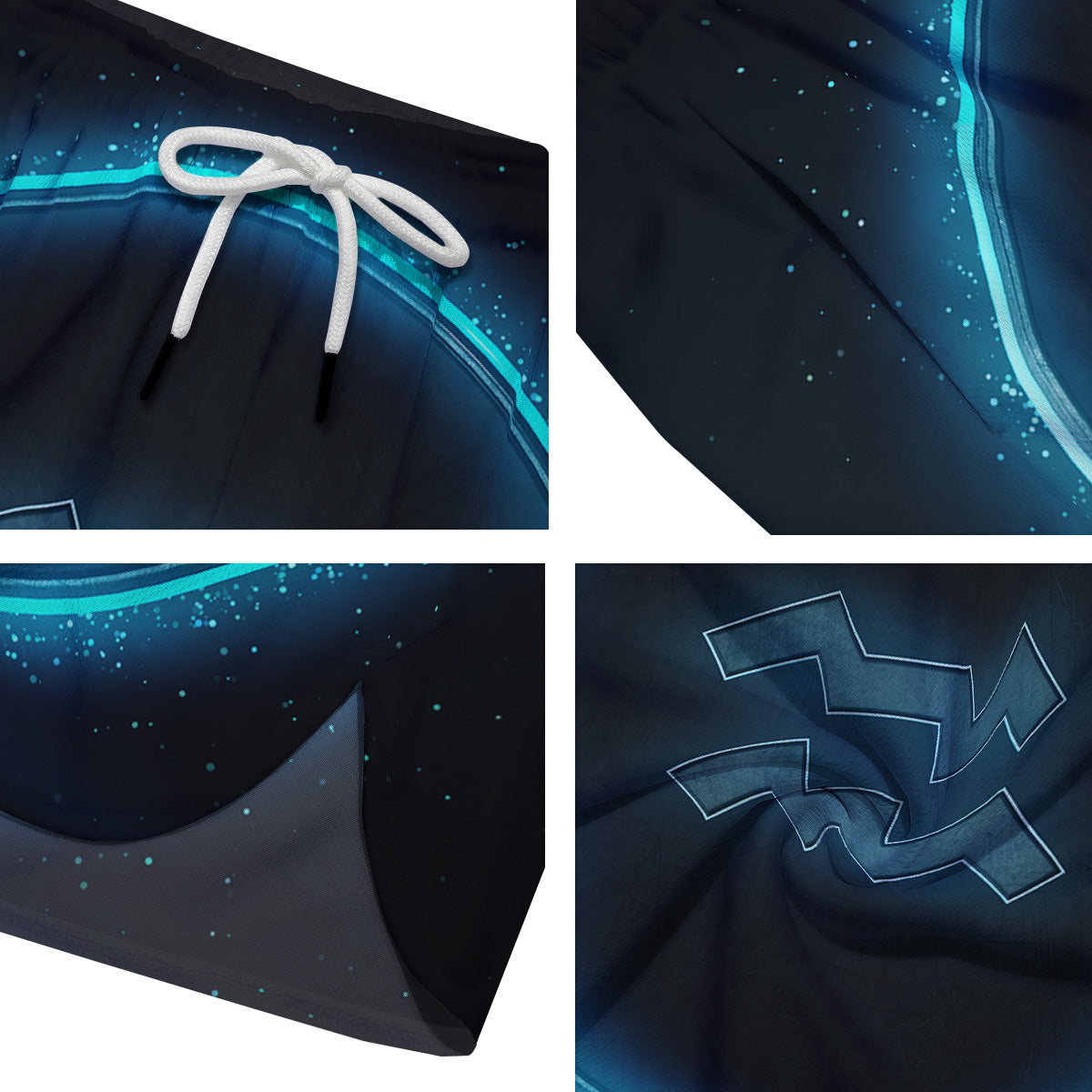 Zodiac Sign Blue Aquarius Print Men's Running Shorts-grizzshop
