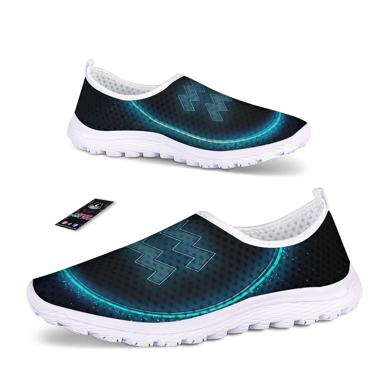 Zodiac Sign Blue Aquarius Print Nurse Shoes-grizzshop