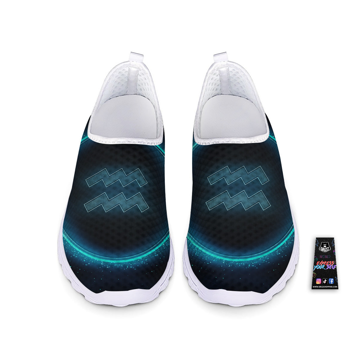 Zodiac Sign Blue Aquarius Print Nurse Shoes-grizzshop