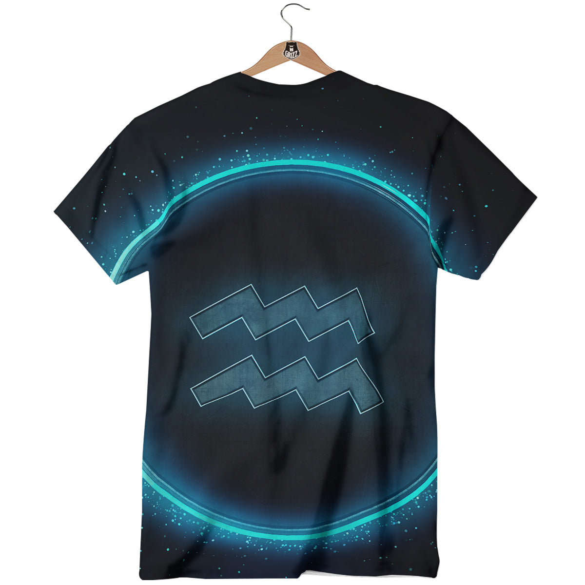 Zodiac Sign Blue Aquarius Print T-Shirt-grizzshop