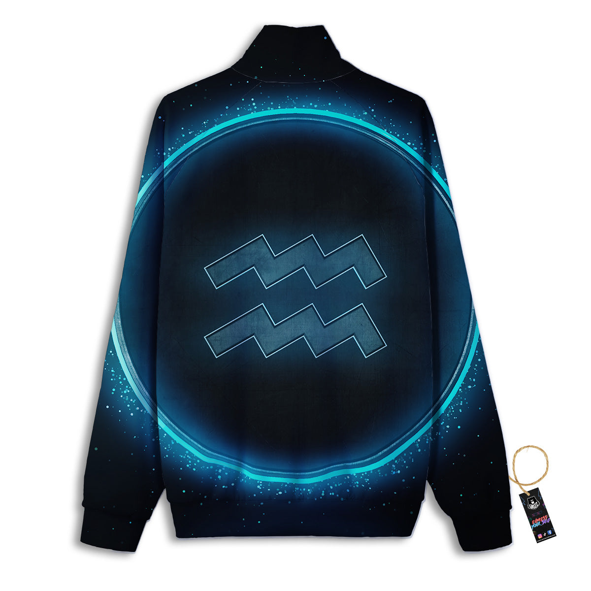 Zodiac Sign Blue Aquarius Print Track Jacket-grizzshop