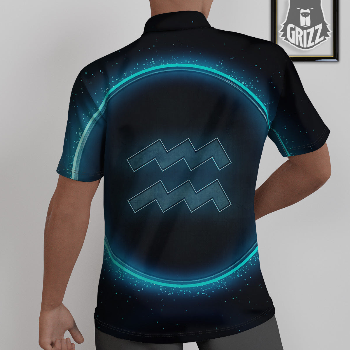 Zodiac Sign Blue Aquarius Print Untucked Shirts-grizzshop