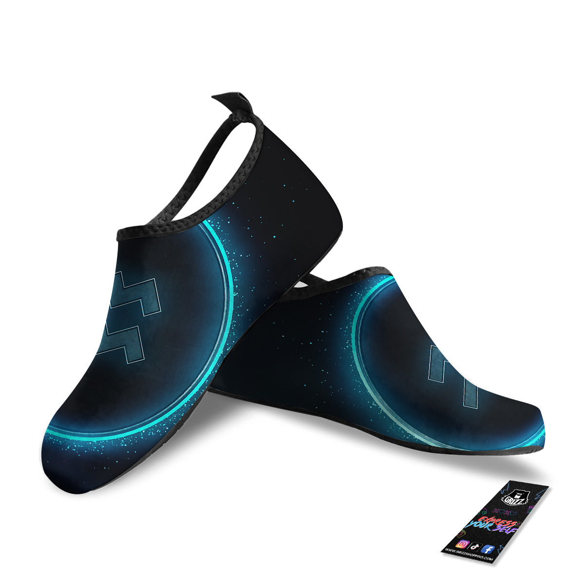 Zodiac Sign Blue Aquarius Print Water Shoes-grizzshop
