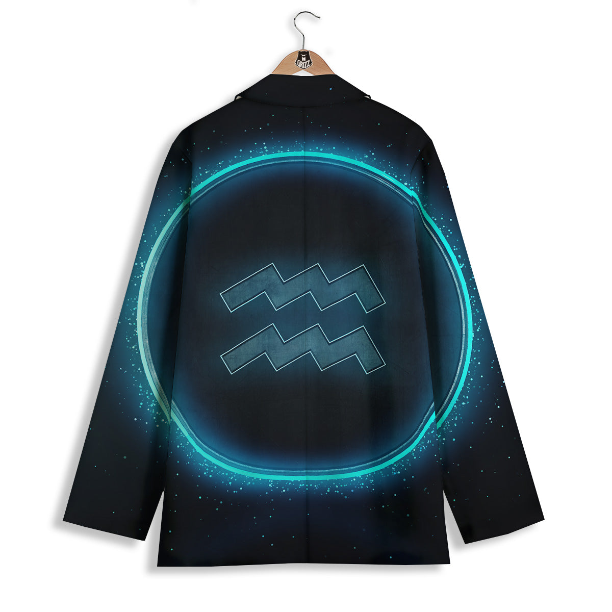 Zodiac Sign Blue Aquarius Print Women's Blazer-grizzshop