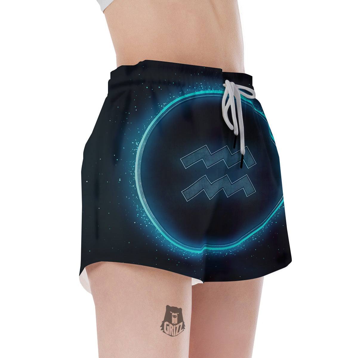 Zodiac Sign Blue Aquarius Print Women's Shorts-grizzshop