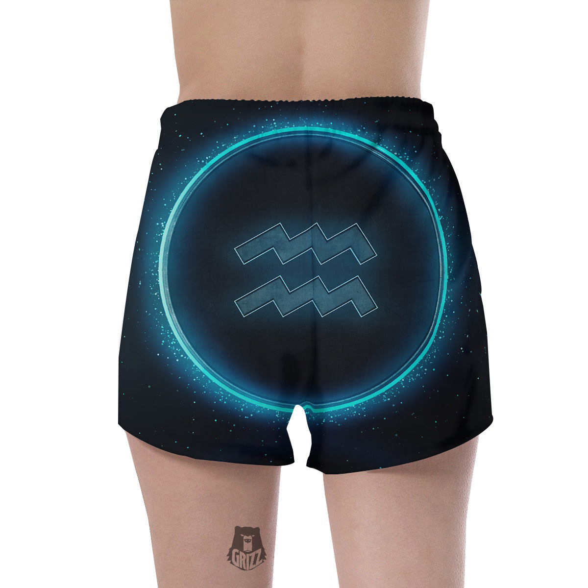 Zodiac Sign Blue Aquarius Print Women's Shorts-grizzshop