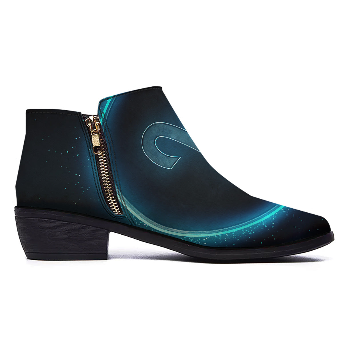 Zodiac Sign Blue Aries Print Ankle Boots-grizzshop