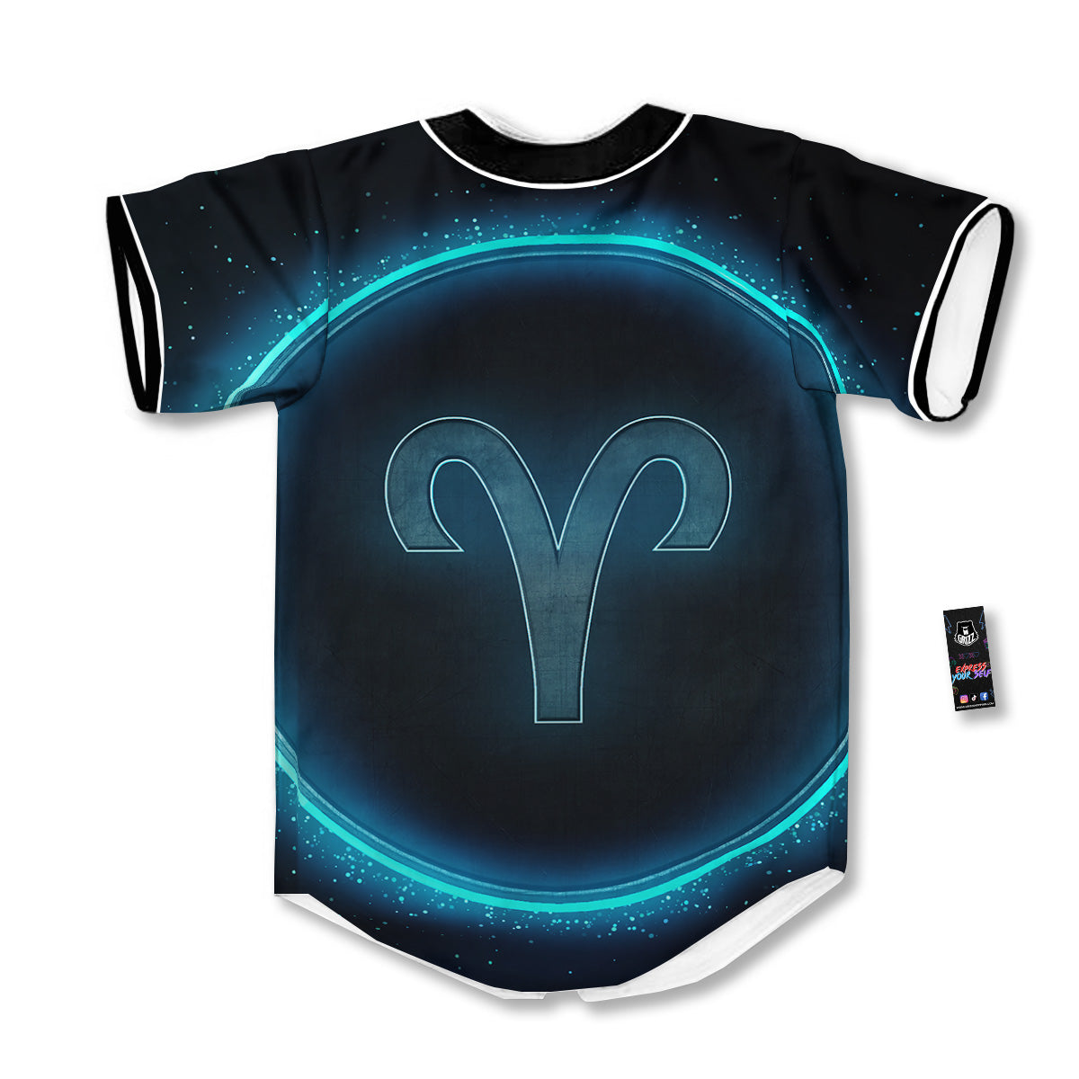 Zodiac Sign Blue Aries Print Baseball Jersey-grizzshop