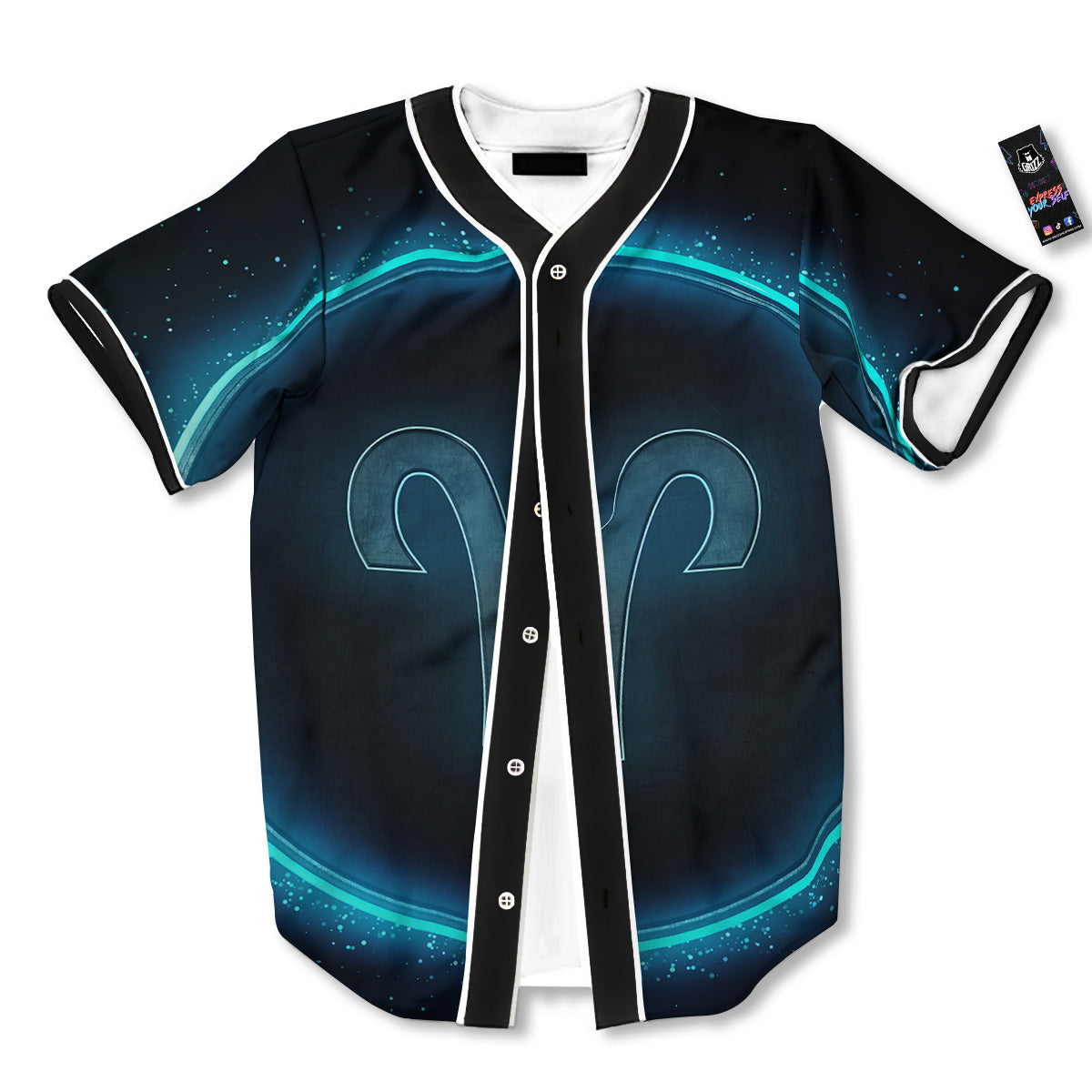 Zodiac Sign Blue Aries Print Baseball Jersey-grizzshop