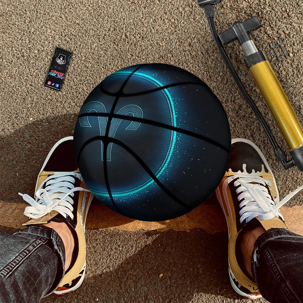 Zodiac Sign Blue Aries Print Basketball-grizzshop