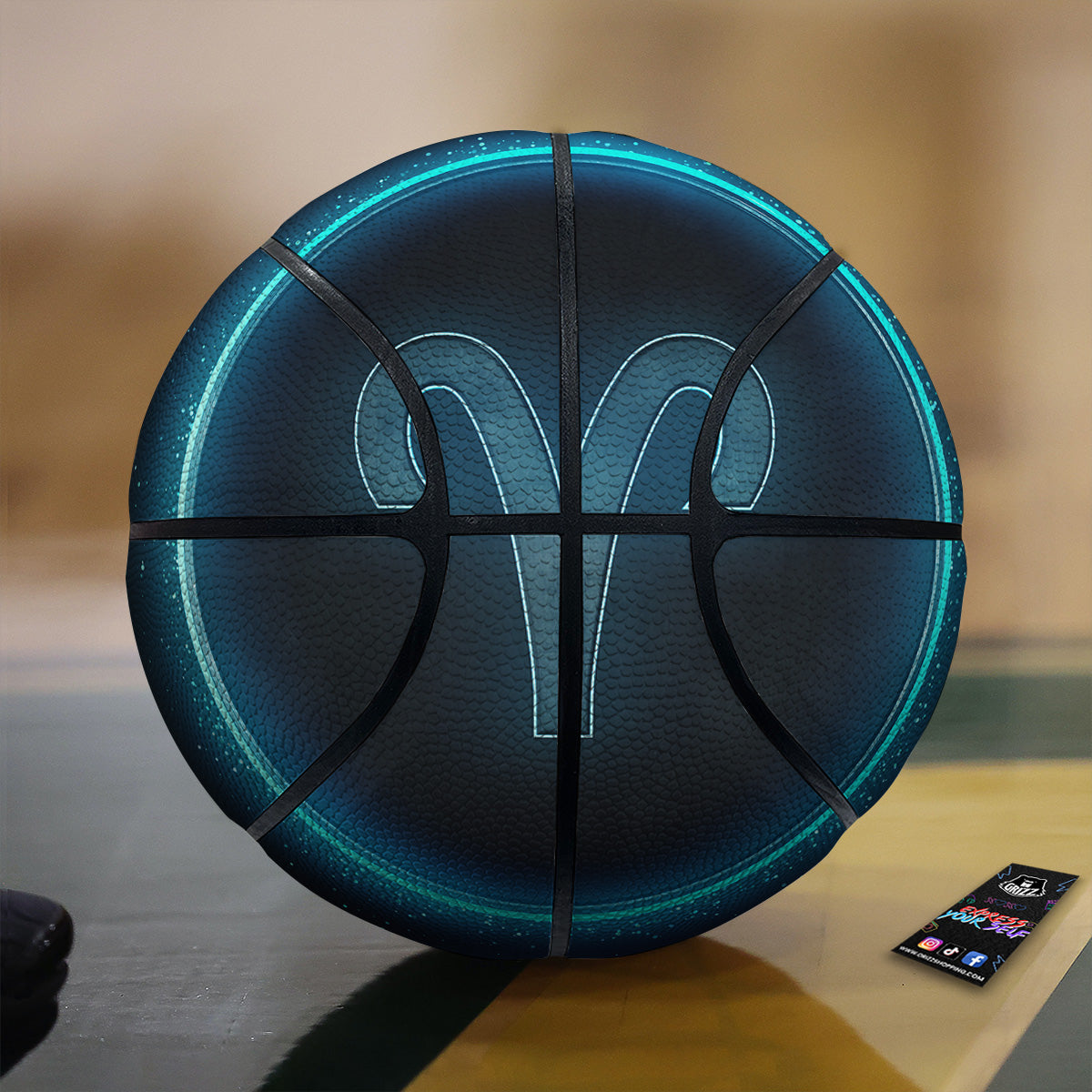 Zodiac Sign Blue Aries Print Basketball-grizzshop