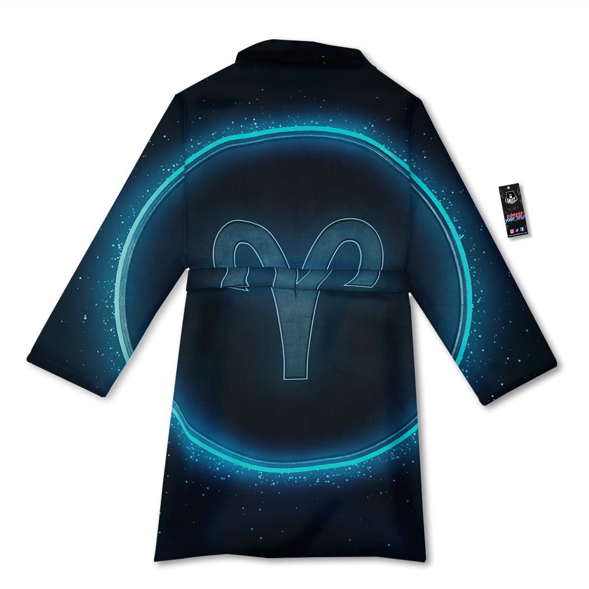 Zodiac Sign Blue Aries Print Bathrobe-grizzshop