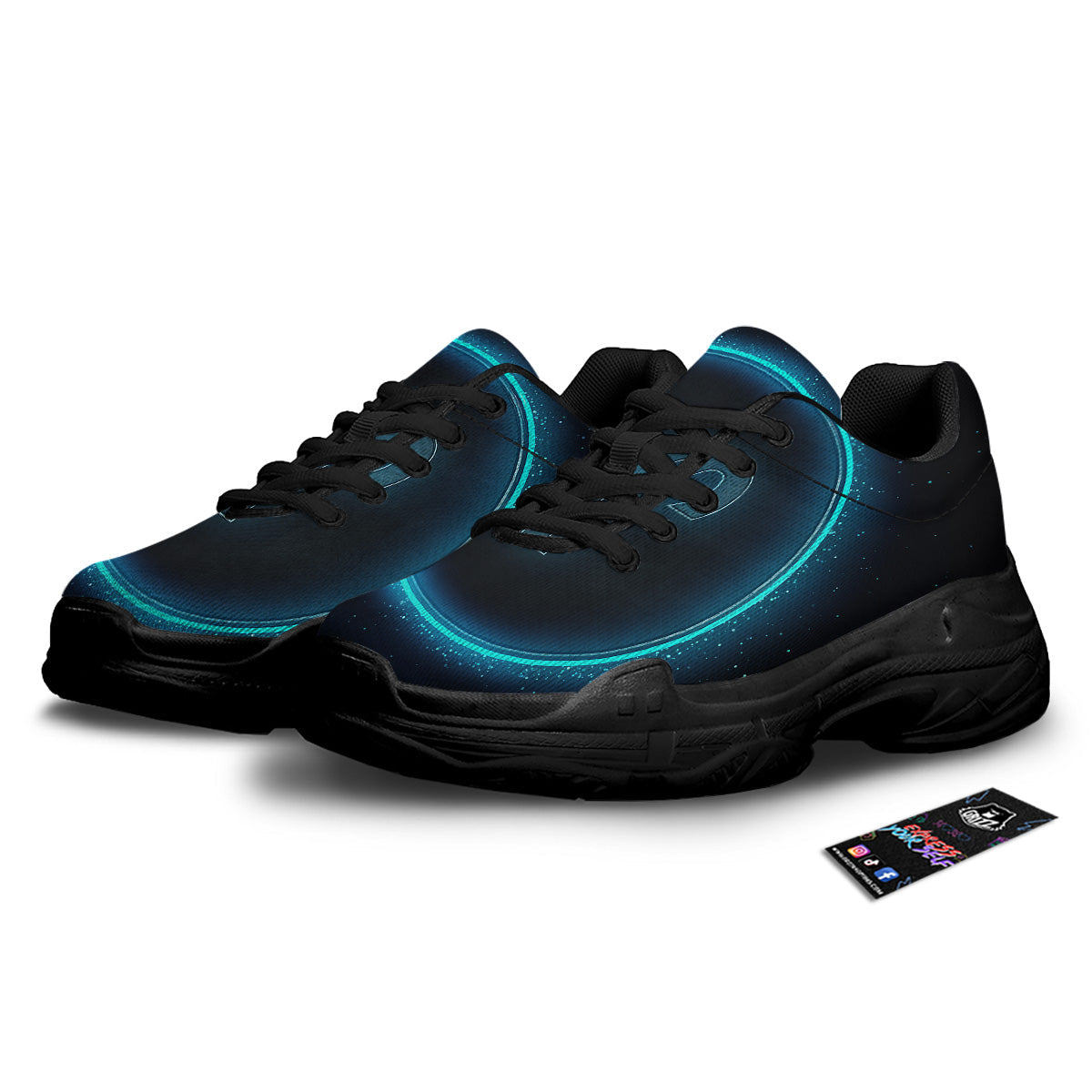 Zodiac Sign Blue Aries Print Black Chunky Shoes-grizzshop