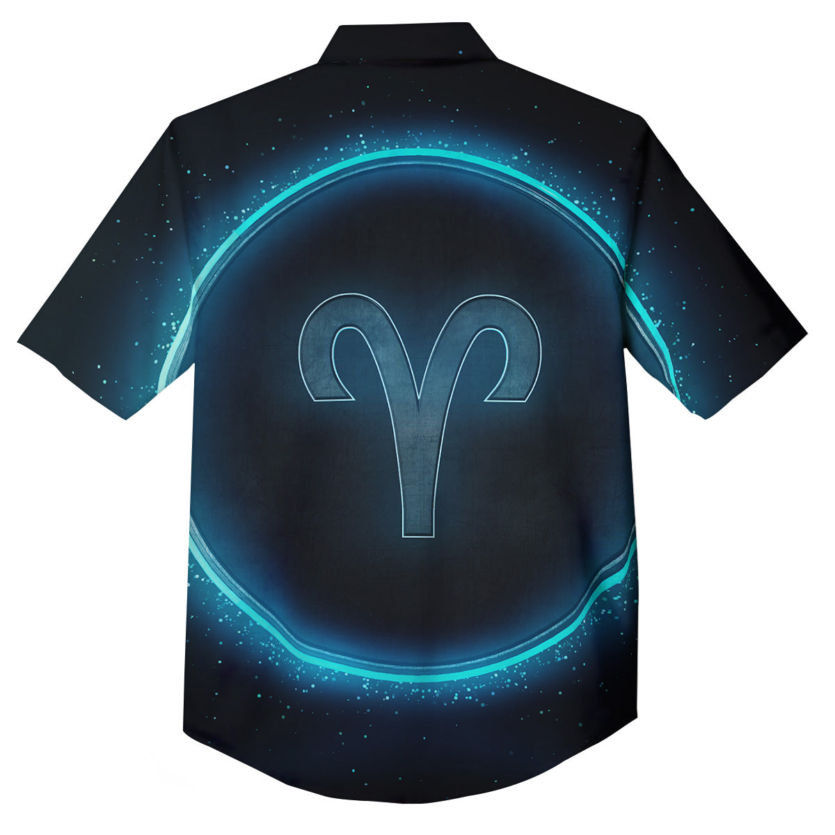 Zodiac Sign Blue Aries Print Button Up Shirt-grizzshop