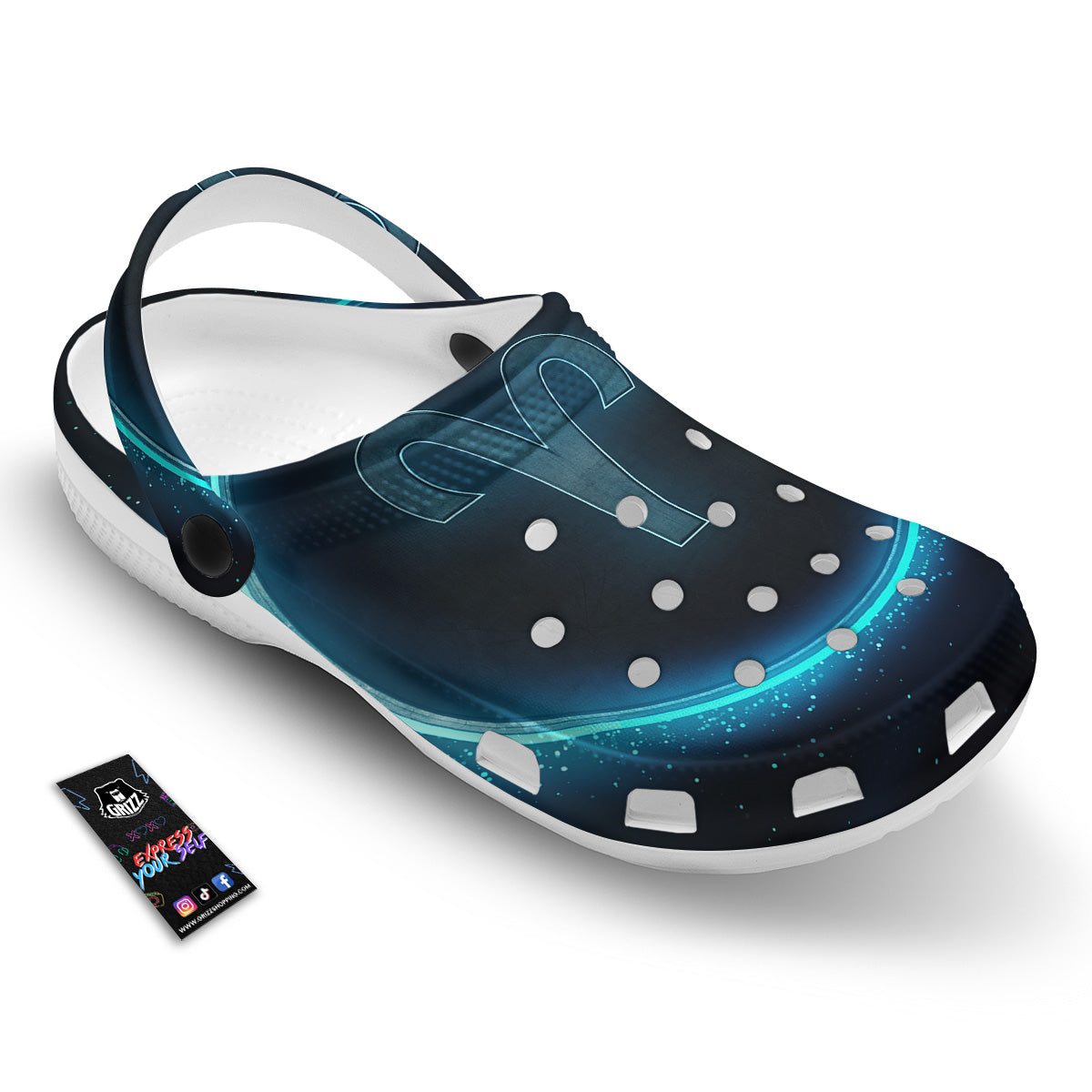 Zodiac Sign Blue Aries Print Clog-grizzshop