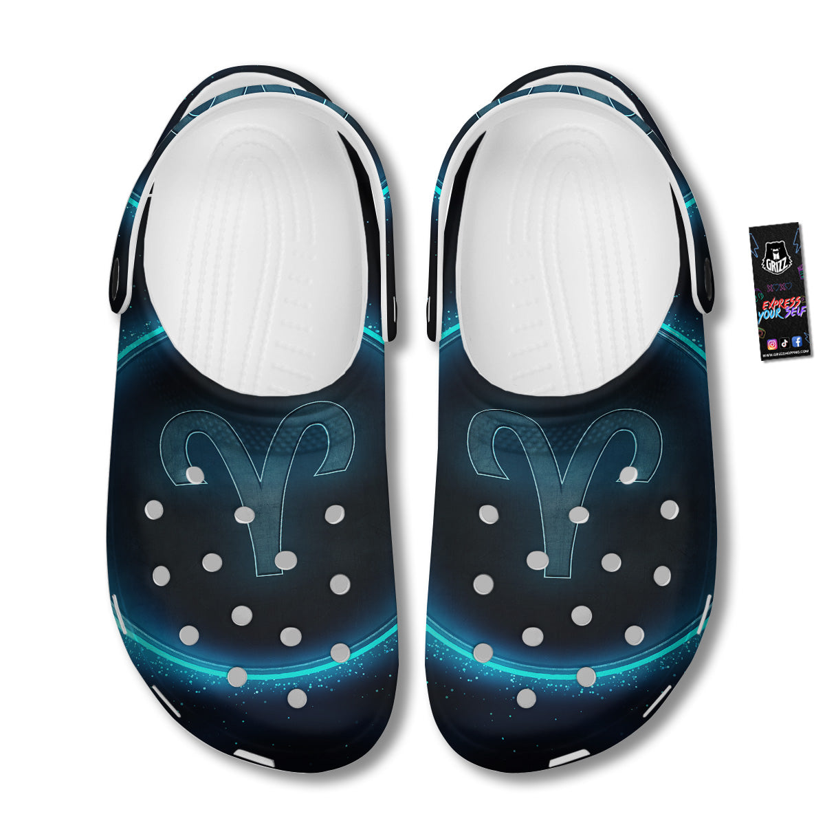 Zodiac Sign Blue Aries Print Clog-grizzshop