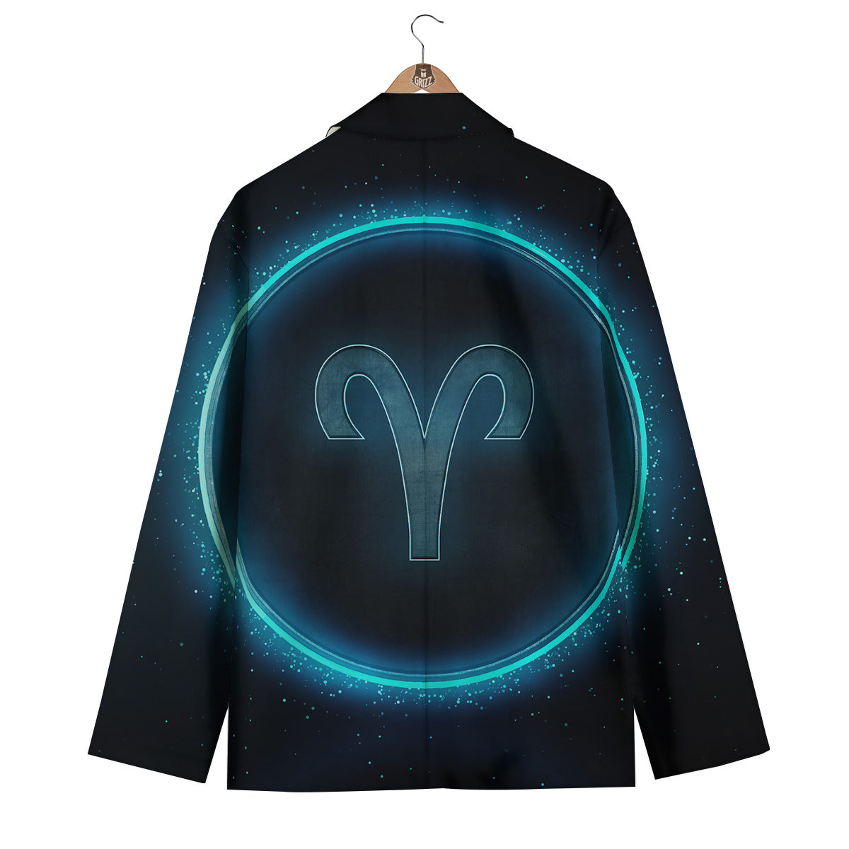 Zodiac Sign Blue Aries Print Men's Blazer-grizzshop