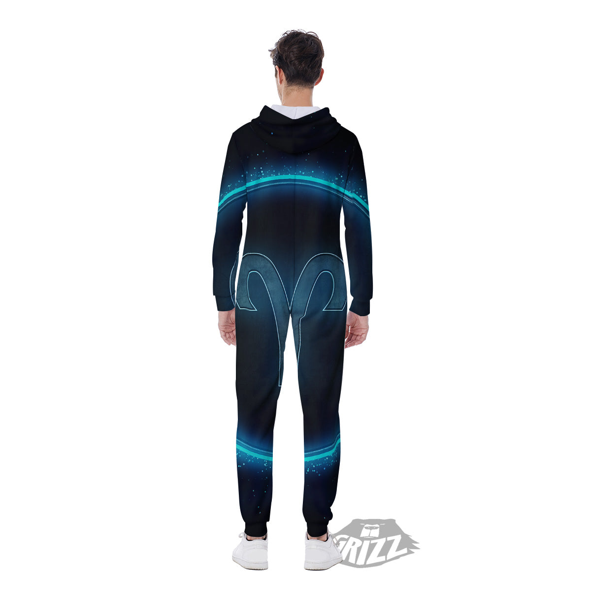 Zodiac Sign Blue Aries Print Men's Jumpsuit-grizzshop
