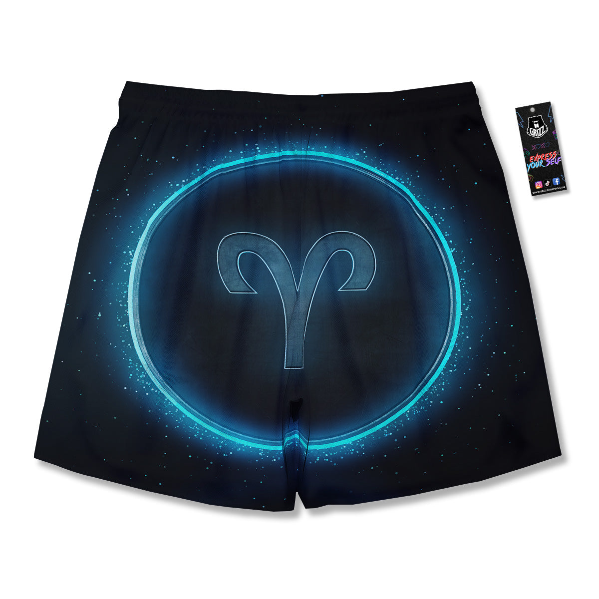 Zodiac Sign Blue Aries Print Men's Running Shorts-grizzshop