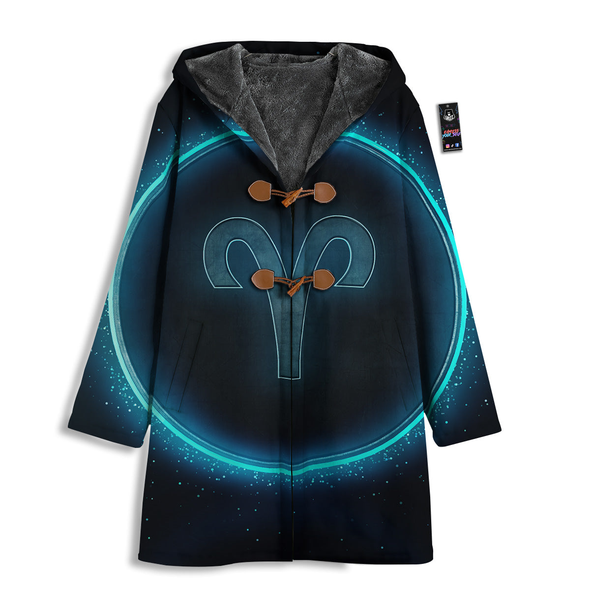 Zodiac Sign Blue Aries Print Men's Windbreaker Jacket