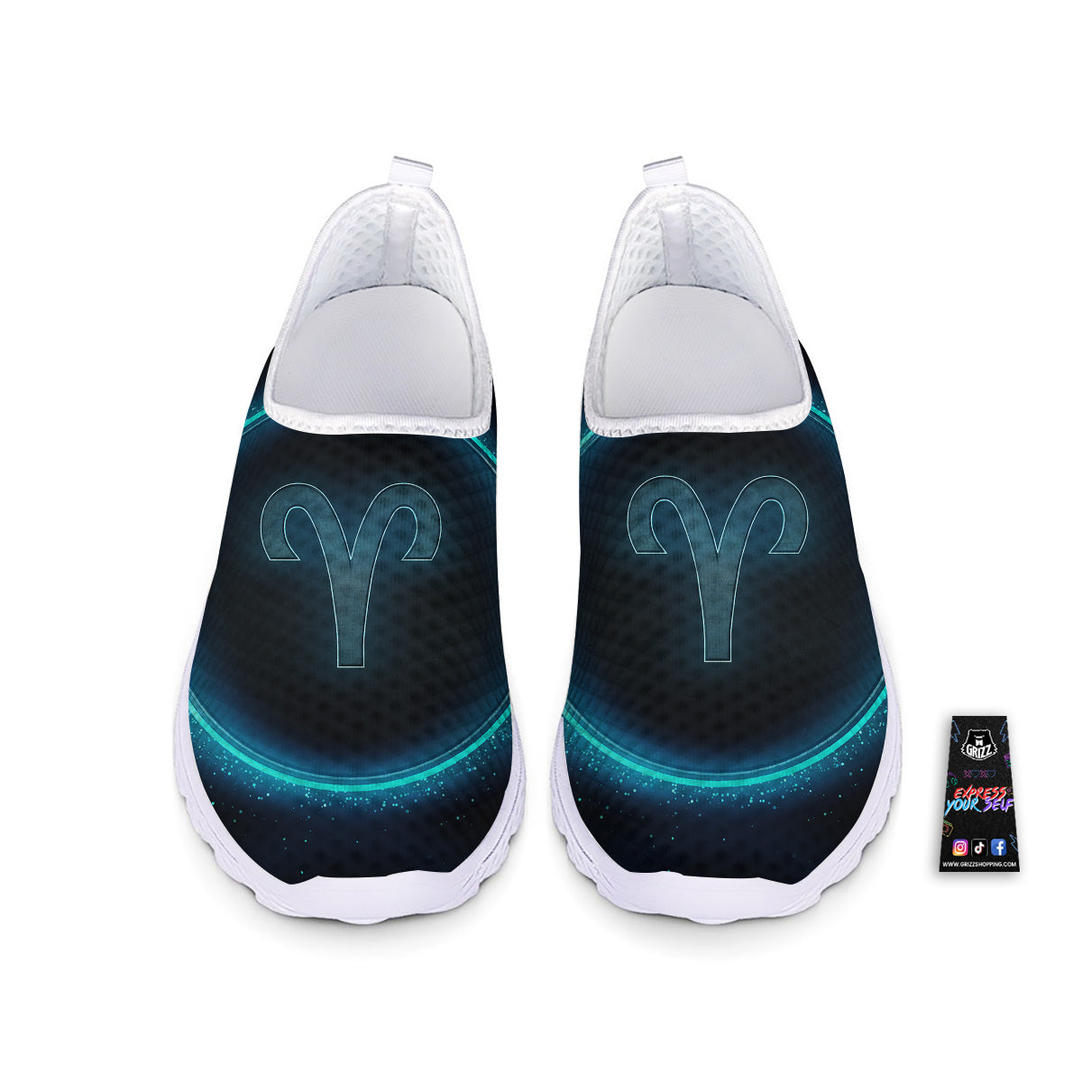 Zodiac Sign Blue Aries Print Nurse Shoes-grizzshop