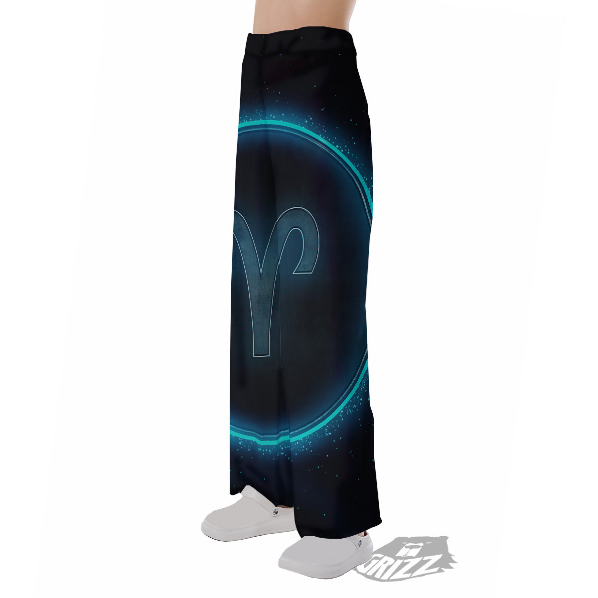 Zodiac Sign Blue Aries Print Pajama Pants-grizzshop