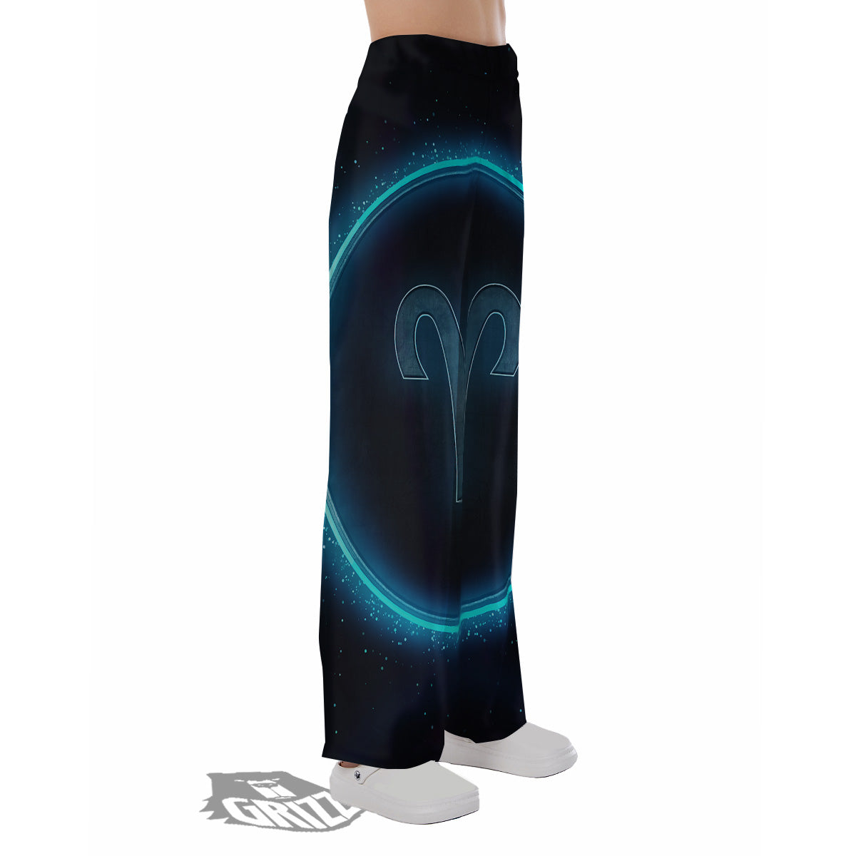 Zodiac Sign Blue Aries Print Pajama Pants-grizzshop