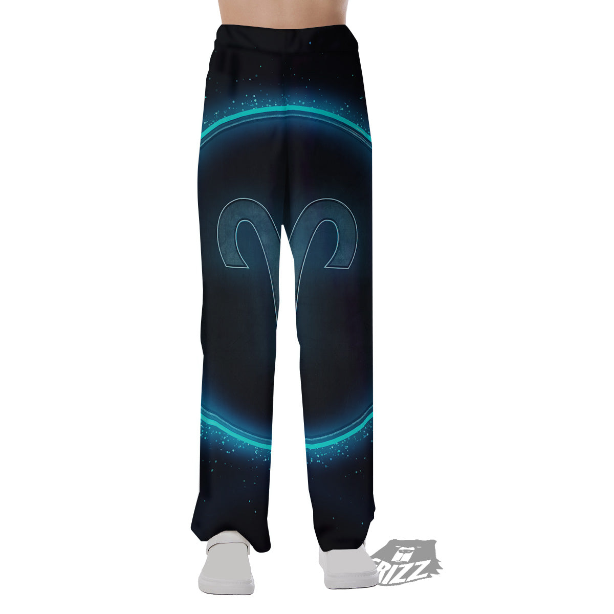 Zodiac Sign Blue Aries Print Pajama Pants-grizzshop