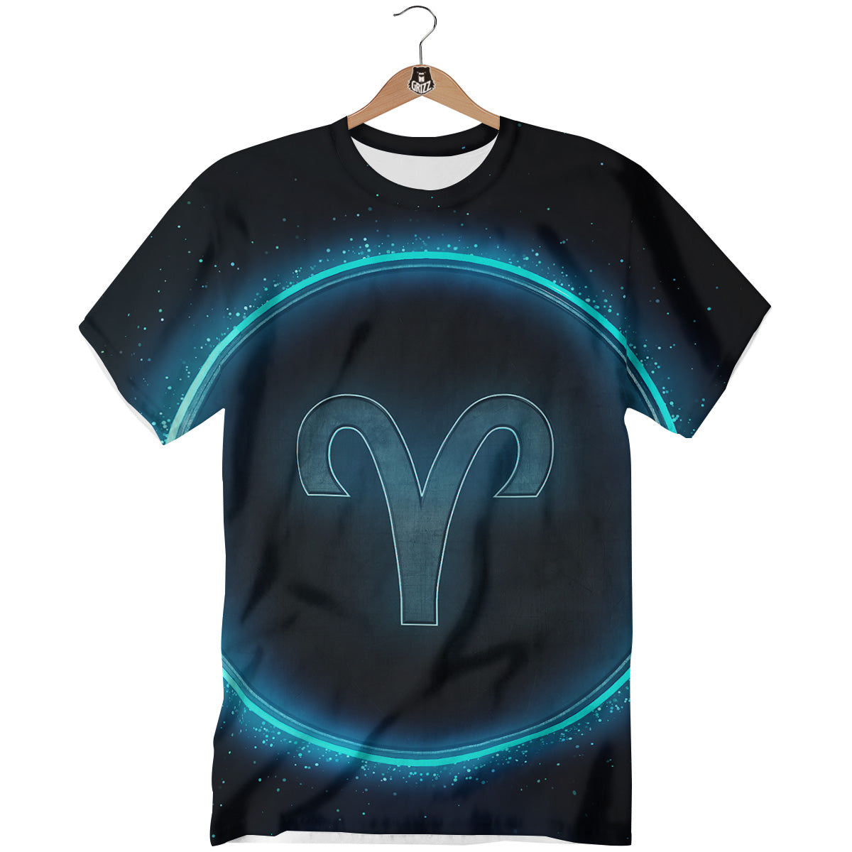 Zodiac Sign Blue Aries Print T-Shirt-grizzshop