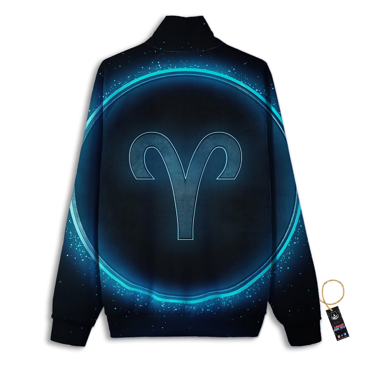 Zodiac Sign Blue Aries Print Track Jacket-grizzshop
