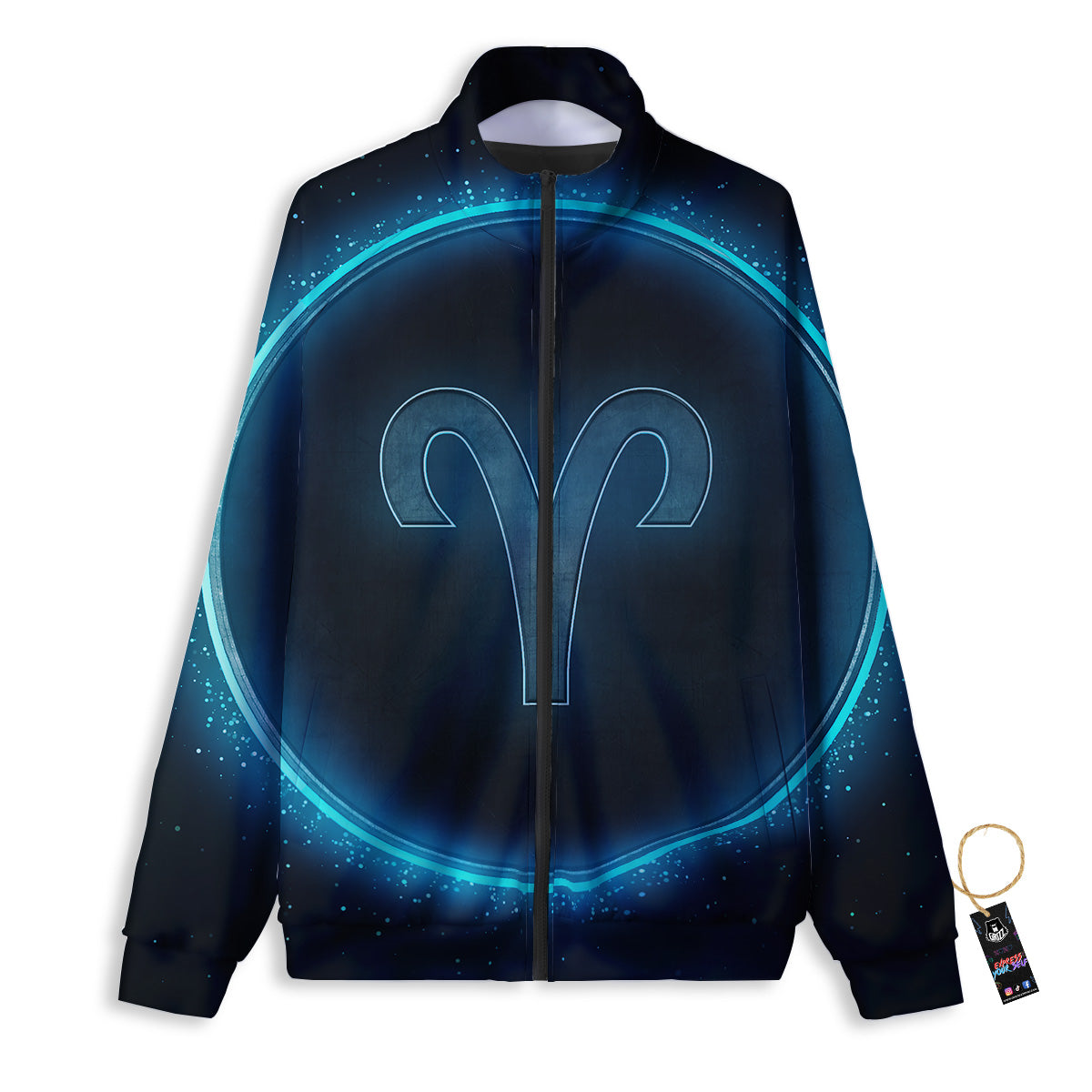 Zodiac Sign Blue Aries Print Track Jacket-grizzshop