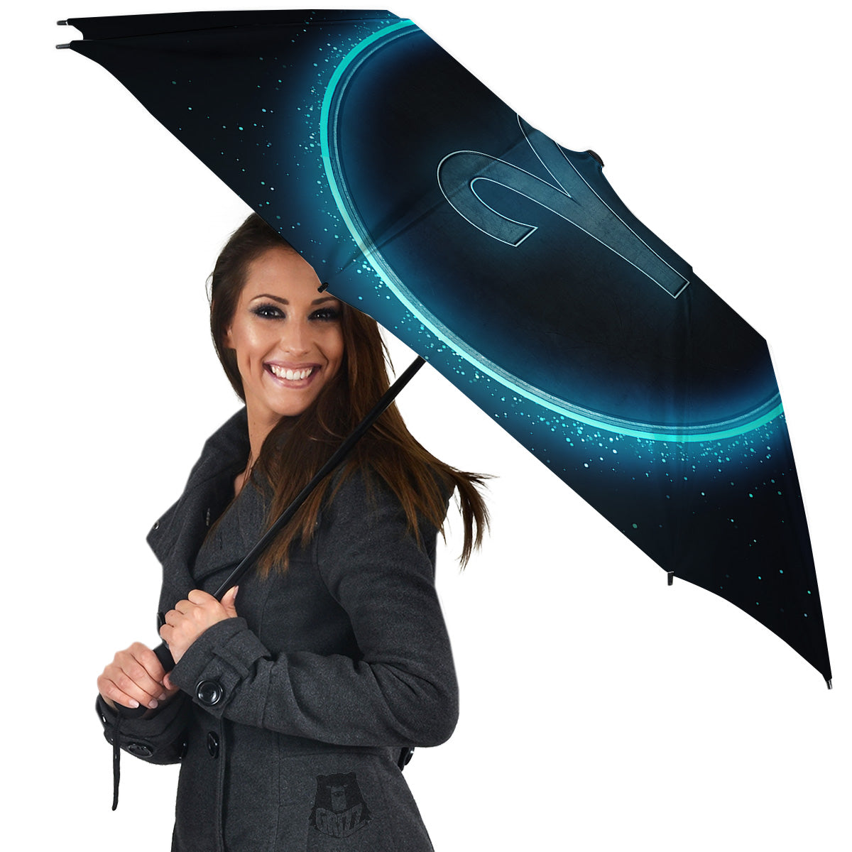 Zodiac Sign Blue Aries Print Umbrella-grizzshop