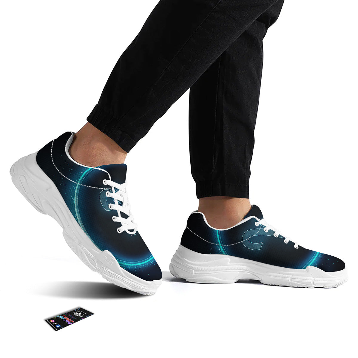 Zodiac Sign Blue Aries Print White Chunky Shoes-grizzshop