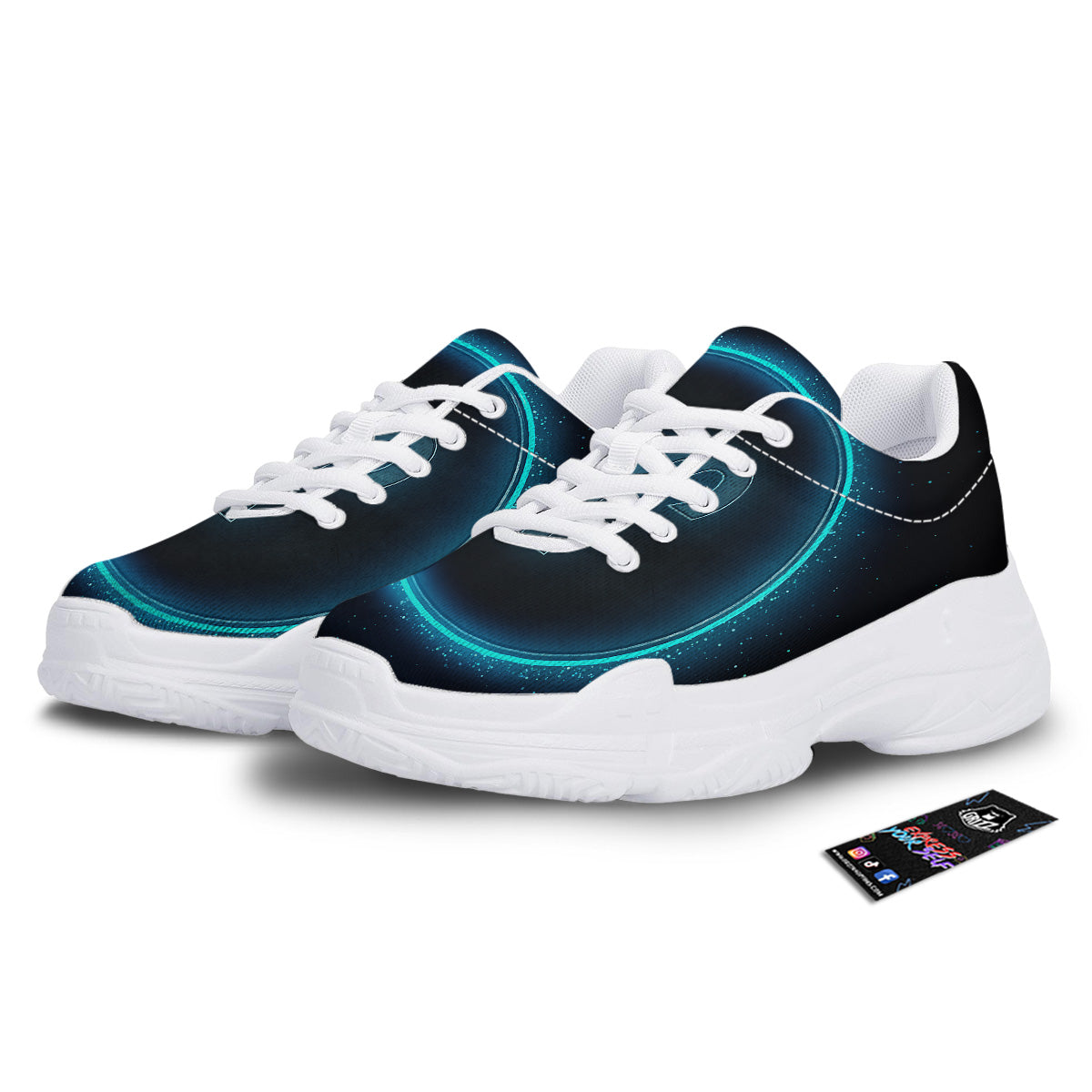 Zodiac Sign Blue Aries Print White Chunky Shoes-grizzshop