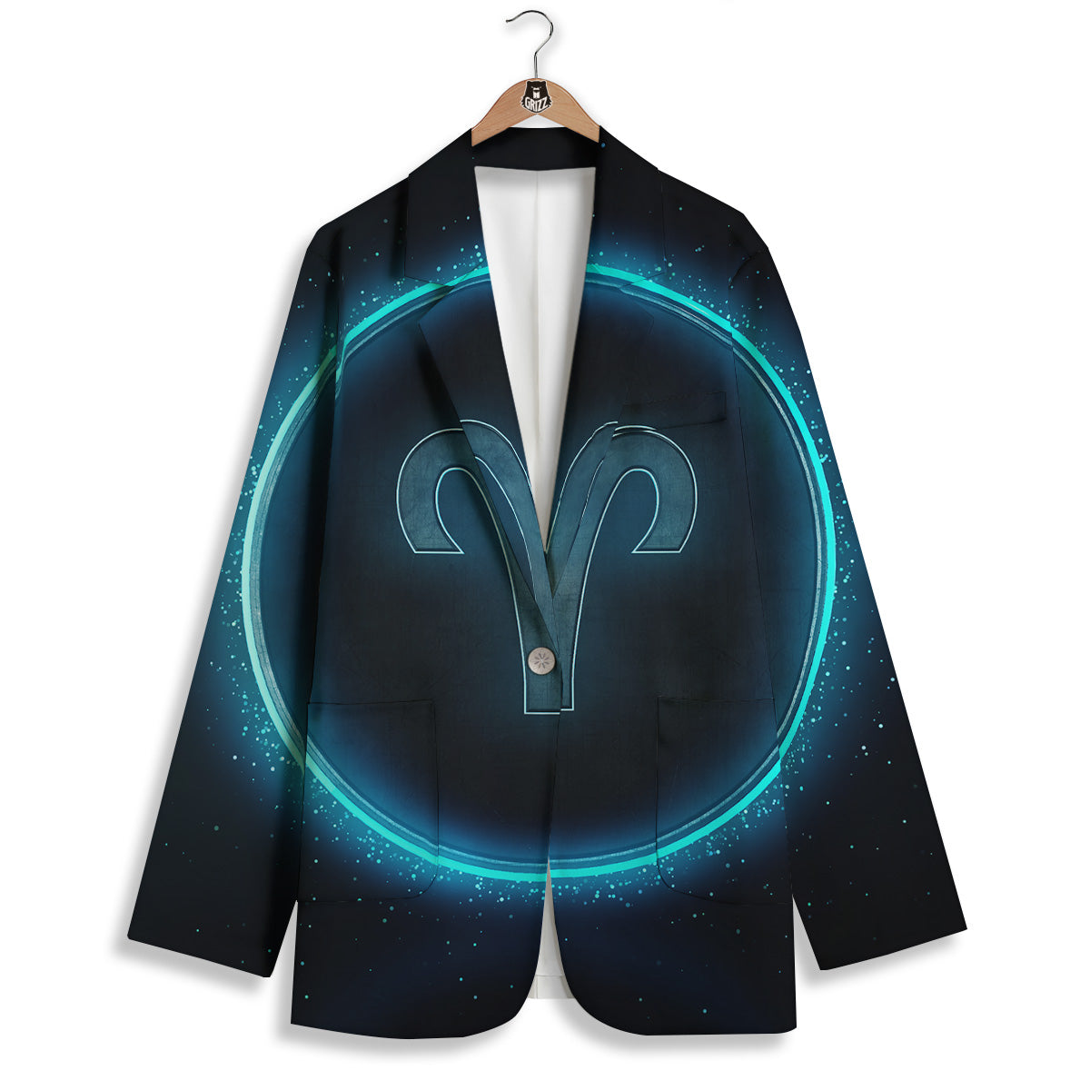 Zodiac Sign Blue Aries Print Women's Blazer-grizzshop