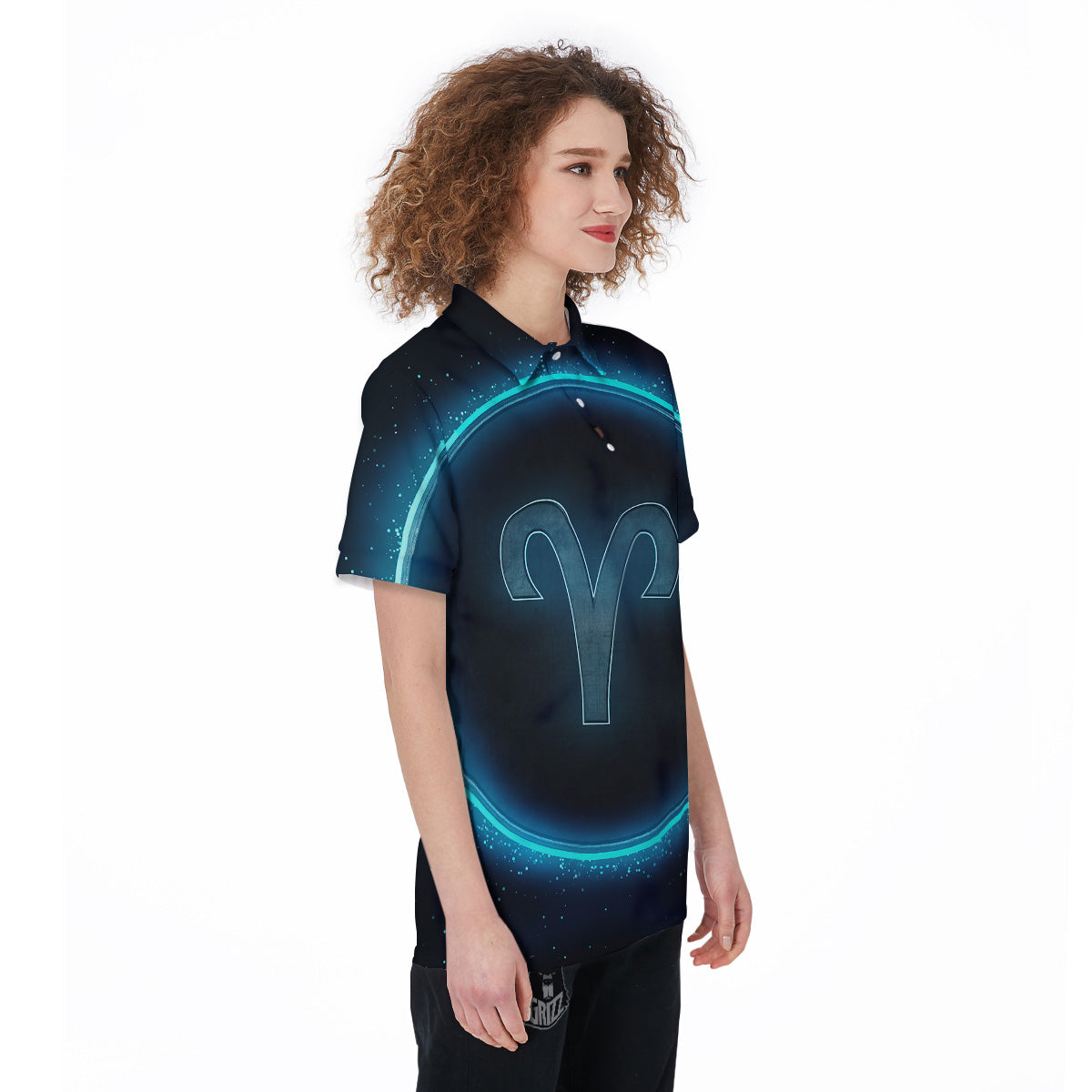 Zodiac Sign Blue Aries Print Women's Golf Shirts-grizzshop